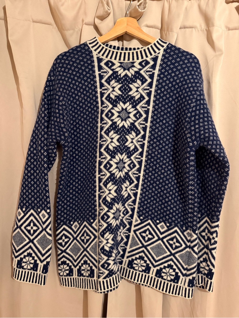 United Colors Of Benetton Navy and White Nordic Crewneck Sweater